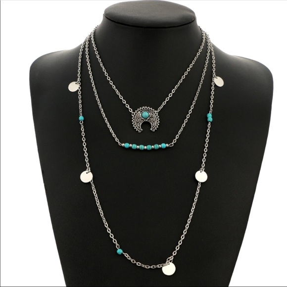 “JADE” 💫 BOHO CHIC Genuine Stone Silver Necklace - Picture 3 of 5